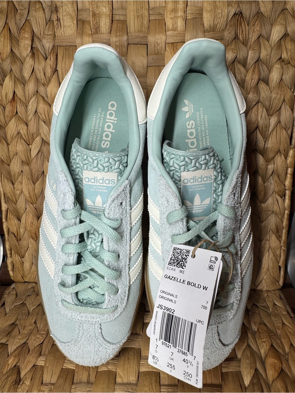 Adidas Gazelle Platform Sneakers - Mint Green with White accents and Gum Sole - Picture 6 of 10